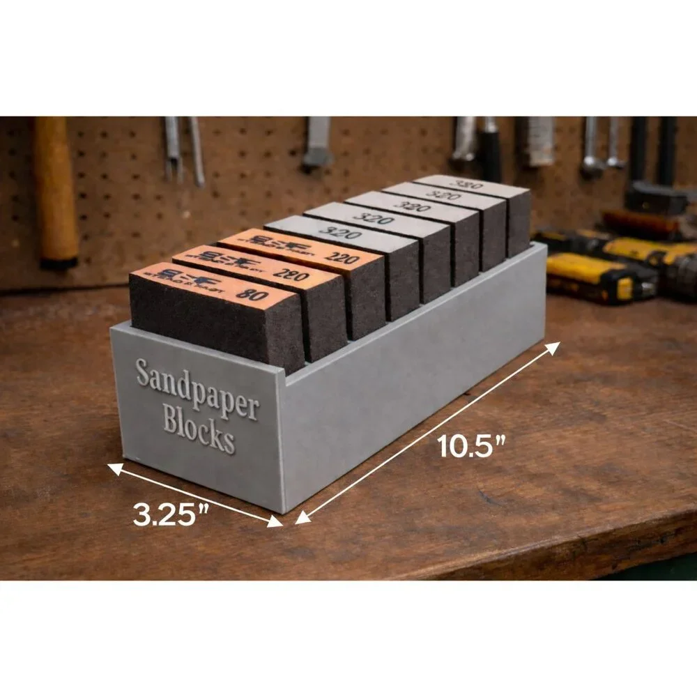 Sandpaper Block Holder 8 Slot| Foam Sanding Block Organizer | Workshop Storage - Picture 2 of 2